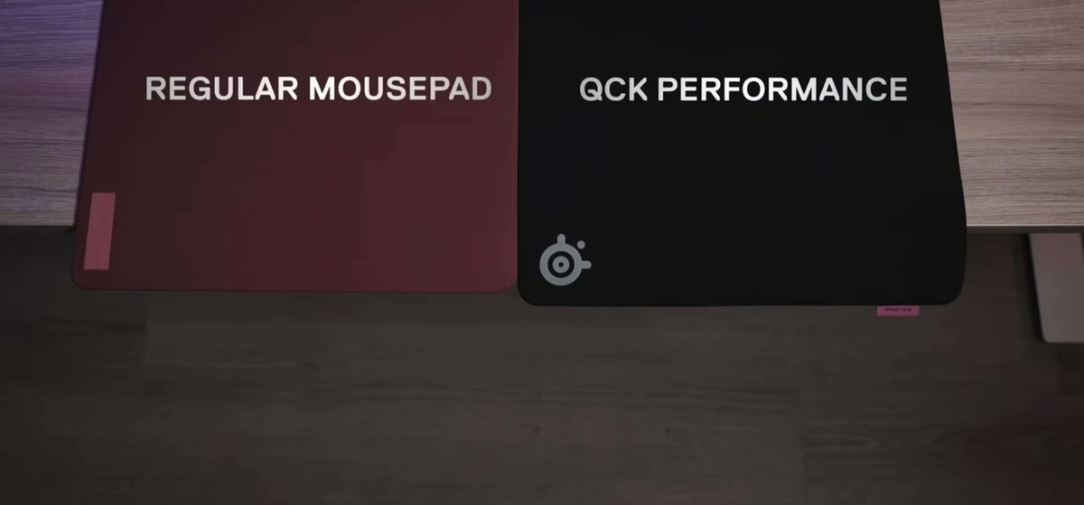 A regular mousepad next to QcK Performance